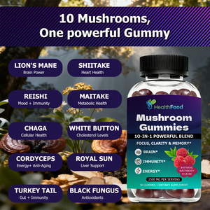 High Quality Mushroom Gummies with Total Carbohydrates Support Brain Health Concentrate with <b>Ease</b> Metabolic Health Gummies - Product Image 5