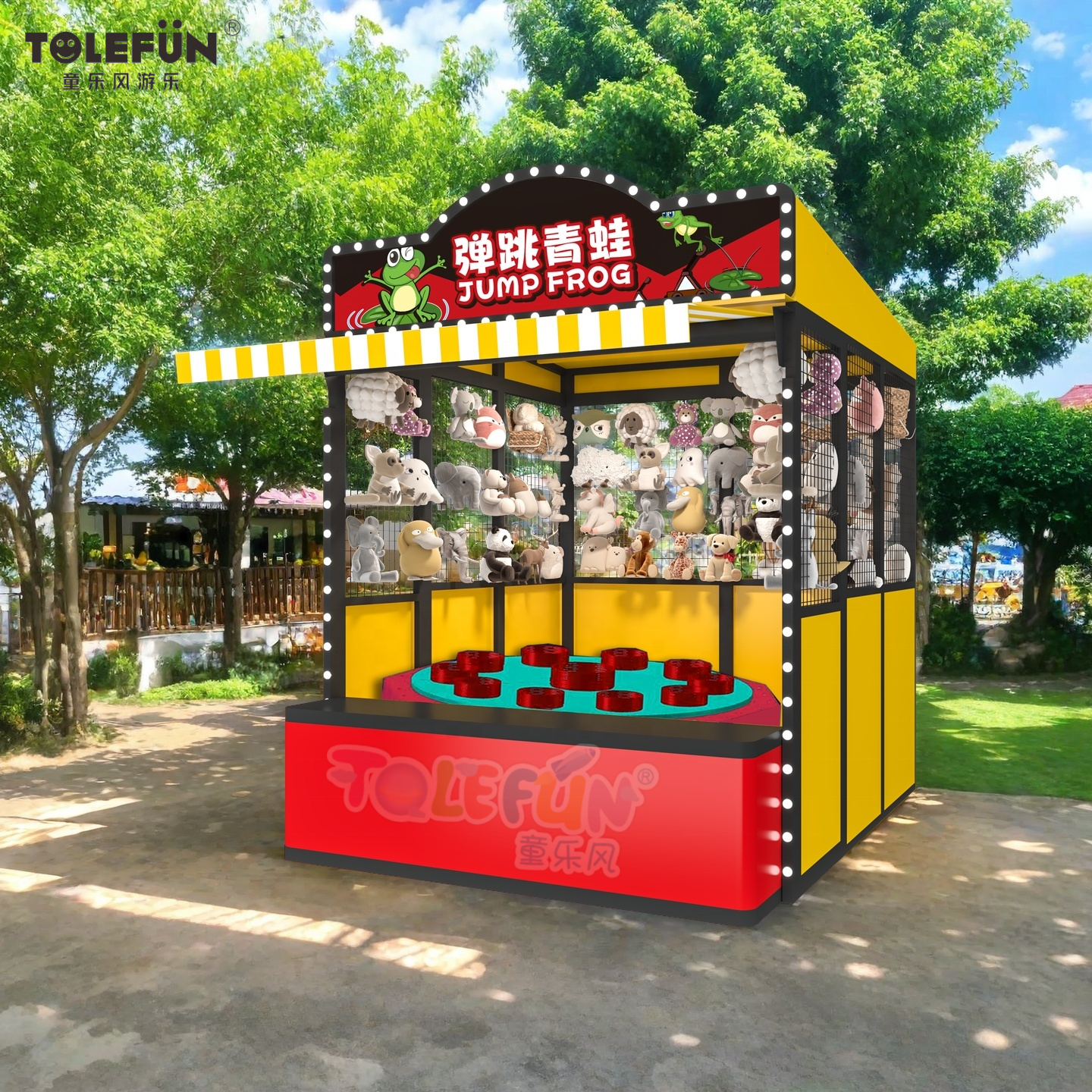 Tolefun Factory Direct Horse Racing Bowling Game Carnival Coin Operated Booths Funfair Frog Launcher Stalls for Adventure Parks
