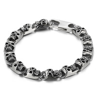 Bracelets pour hommes femmes Biker Creative Punk Vintage argent acier inoxydable gothique squelette crâne cubain lien chaîne
