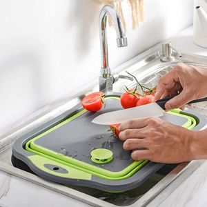 Home Kitchen Collapsible Bbq Prep Tub Green Water <b>Colander</b> Basket Folding <b>Plastic</b> Cutting Board with Container - Product Image 2