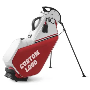 Oem kustom logo bordir PU kulit tas golf berdiri lampiran tahan air tas golf untuk wanita