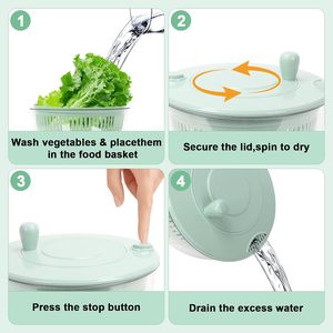 New Arrivals Kitchen <b>Vegetable</b> Drying Drainer Bowl Plastic Manual Salad Spinner and Slicer <b>Chopper</b> with 5 Blade - Product Image 3
