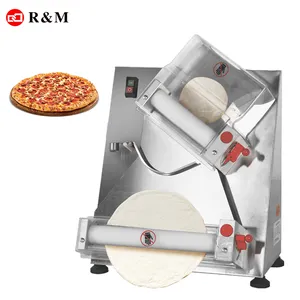 Çin elektrikli otomatik pizza hamuru merdanesi makinesi, endüstriyel hamur rulo tabakalama pizza tabanı makinesi hamur rulo