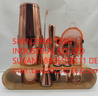 Ensemble de shaker à cocktails Boston de luxe personnalisé en acier inoxydable, avec support en bambou durable, idéal pour les voyages et comme cadeau, outils de bar inclus