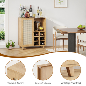 Mobile bar per vini da 34 pollici con scaffali portaoggetti per soggiorno - Product Image 3