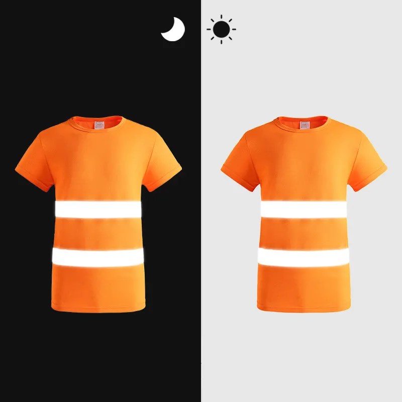 Custom Logo Good Quality Men's High Visibility Short Sleeve Reflective Safety Hi Vis T Shirt Work Polo T Shirts