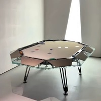 Table de poker Texas Hold'em en verre trempé avec pieds pliants en métal, pour 4/8/6 joueurs, table de jeu moderne de luxe pour divertissement intérieur
