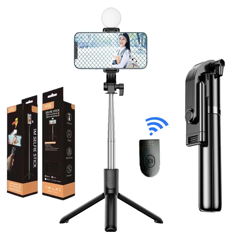 Best Verkopende Afstandsbediening Selfie Stick Statief Draadloos 360 Roterend Bluetooth Mobiele Telefoon Selfie Stick Triple Holder