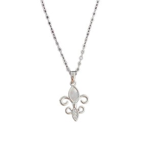 [ Préface de poème ] Collier ras-du-cou en alliage avec pendentif croix style pièce de monnaie ancienne, fleur d'iris naturelle et chaîne à maillons en coquille blanche - Product Image 5