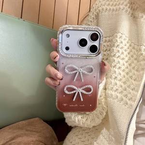 Sang Trọng Chống Sốc Bling Bling Trường Hợp Điện Thoại Với Bow Knot Gradient Màu Sắc Cho 17/16/15 Pro Max/14/13 Với Kim Cương Máy Ảnh - Product Image 5