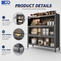 Buffet de salle à manger en acier robuste avec portes verrouillables et compartiments de rangement sécurisés pour l'organisation