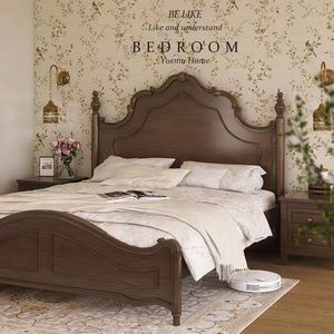 Vintage American Style <b>Solid</b> <b>Wood</b> Sleigh <b>Bed</b> 1.8m Hand Carved King Size Bedroom Furniture - Product Image 3