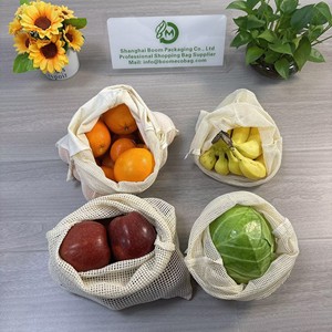 Bolsas de red de algodón lavables reutilizables, bolsas de malla de algodón para comestibles para almacenamiento de frutas y verduras - Product Image 4