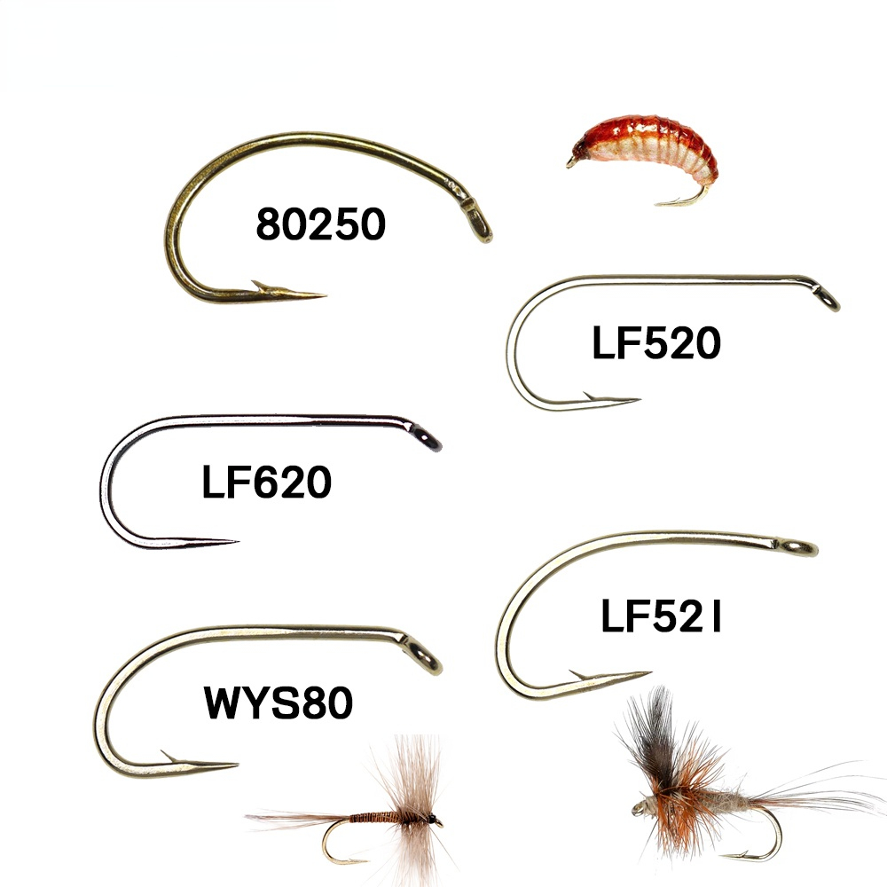Bulk High Carbon Steel Fly Fishing Hooks 8#~22# Dry&Wet&Nymph&Shrimp Caddis  Pupa Streamer Fly Tying Hooks