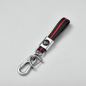 Llavero para Auto con Logotipo Cuadrado, Metal de Aleación de Zinc, Dos Tonos, Anillo en D de Cuero, Gancho - Product Image 3