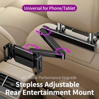 Support de téléphone et tablette 16 pouces pour appuie-tête de voiture, antivol, support iPad pour siège arrière, triple pliage, prise en charge 27 cm, rotation 360°, alliage d'aluminium