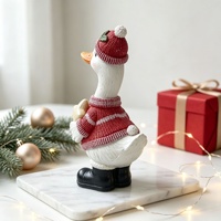 Figurine de canard en résine de Noël, style ferme, décoration de table, statue animale peinte à la main, pour cheminée, étagère, cadeau de Noël pour la maison