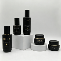 Ensemble de flacons et pots en verre noir mat pour soins de la peau, impression dorée, emballage cosmétique de luxe, contenants en verre pour sérum, lotion, crème