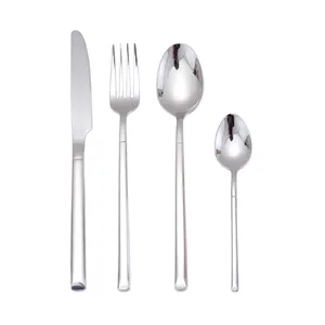 Sang Trọng Dao Kéo Dao Muỗng Nĩa Bạc Mạ 18/10 Bạc Đặt Thép Không Gỉ Flatware