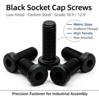 OEM/ODM DIN7984 DIN6912 ASME B18.3 Cl. Vis à tête hexagonale creuse 10.9 12.9 en acier au carbone noir avec filetage UNF, rondelles/écrous de fixation