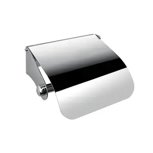 Suporte de rolo de papel higiênico, suporte de rolo de papel prateado de design moderno para banheiros/quarto em pó, suporte de parede de aço inoxidável
