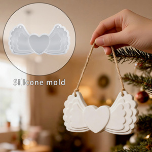 แม่พิมพ์ซิลิโคนสำหรับทำของตกแต่งรูปปีก DIY รูปแบบจานรูปหัวใจ ทำจากหินหล่อ - Product Image 4