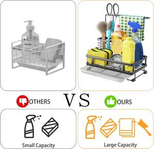 Organisateur d'évier de cuisine-Support d'éponge pour évier de cuisine, organisateur d'évier de cuisine antidérapant, acier inoxydable 304 - Product Image 6