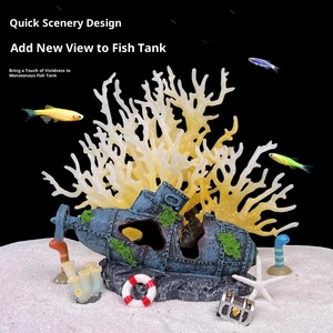 Adorno de Resina para Acuario, Forma de Submarino Naufragado, Escondite para Peces y Camarones, Decoración para Paisajismo Acuático - Product Image 2