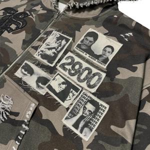 Sudadera con Capucha y Cremallera para Hombre, Camuflaje, Estilo Vintage, Holgada, Informal, de Algodón 100% Transpirable - Product Image 5