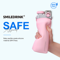 Botella de Agua de Silicona Reutilizable, Ecológica, a Prueba de Fugas, Aprobada para Uso Alimentario, para Niños, Marca Smiledrink
