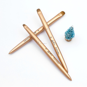 Pinceles de Uñas Ovalados con Punta Francesa, Mango Metálico de Lujo Color Oro Champán, Pelo Kolinsky, 100% Manicura Francesa, Tamaños 8-16 para Diseño de Uñas - Product Image 2