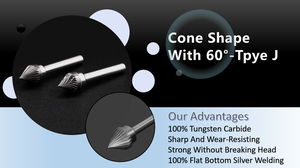 Fraise à sertir Type J SJ 60 en carbure de tungstène 100 % fritté, queue de 1/4 po, compatible <span class=keywords><strong>Dremel</strong></span> pour applications de visserie du bois - Product Image 6