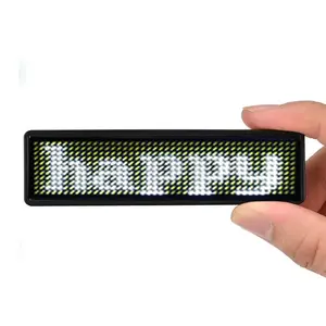 Перезаряжаемый беспроводной Bluetooth светодиодный значок прокрутки текста дисплей магнит имя значок электронный дисплей доска