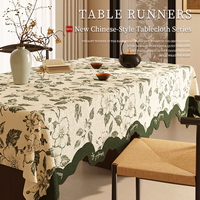 Nappe Rectangulaire Jacquard à Carreaux Floraux Autres Formes Imperméable Lavable Anti-poussière en Polyester pour Salle à Manger Cuisine Fête
