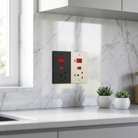 Plaque de prise murale industrielle standard britannique BENDI C78, 2 prises, 45A, interrupteur de commande double cuisinière 13A, IP22, PC ignifuge, 250V