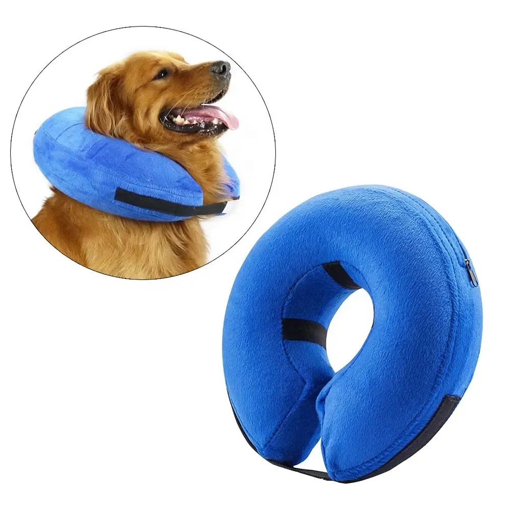 Einstellbares samt-Nachbehandlungs-Haustier-Soft-Rehabilitations-Hundehalsband schützender aufblasbarer Hundehalsband für kleine mittlere große Hunde und Katzen