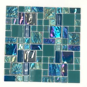 Mosaico de Vidrio Iridiscente de 4mm para <span class=keywords><strong>Paredes</strong></span> con Rejilla, Fácil de Instalar para Piscinas - Product Image 3