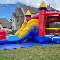 Videur gonflable commercial rebondissant enfants été maison rebondissante toboggans aquatiques combo avec fosse à balles et toboggan extérieur