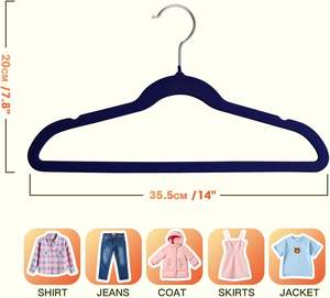 Perchas de terciopelo azul oscuro para trajes y abrigos, perchas infantiles para ropa. - Product Image 2