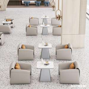 Sillón de Cuero Contemporáneo con Mesa de Centro para Cafetería, Restaurante, Área de Salón, Diseño Moderno, Relleno de Espuma de Alta Elasticidad - Product Image 4