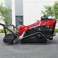 Mini Pala Gommata V1000 Compatta Cingolata Idraulica con Motore Kubota da 25CV e Trinciatrice Forestale a Tamburo