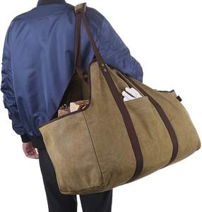 New Design Promotion Durable Heavy Duty Waxed Canvas <b>Log</b> Carrier Tote Bag Extra Large Durable Firewood <b>Holder</b> - Product Image 2