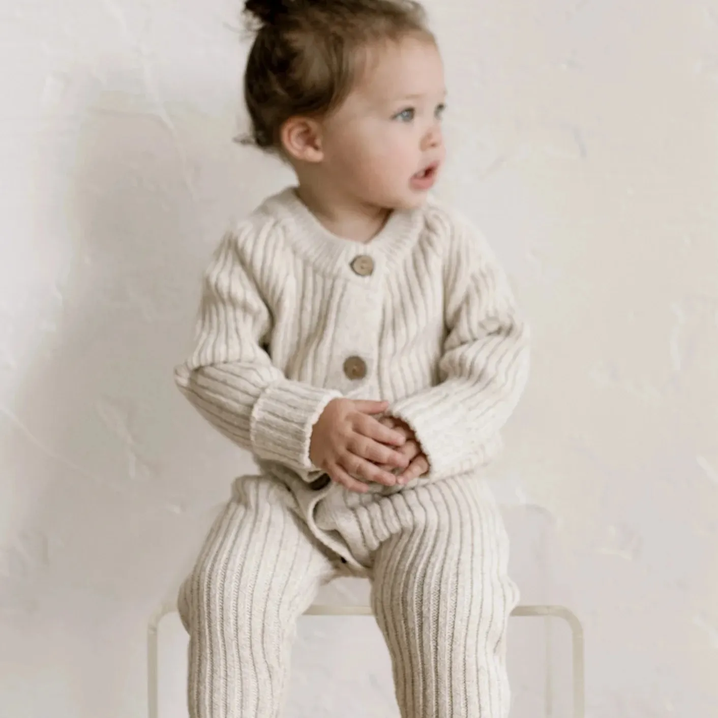 2024 New Design Fashion Kleinkind Neugeborene Spring Striped Plain Langarm Bio-Baumwolle Baby Strick Onesies