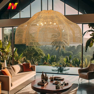 Lustre de style italien fait à la main en rotin <span class=keywords><strong>plafonnier</strong></span> décoration café boutique bambou suspension - Product Image 1