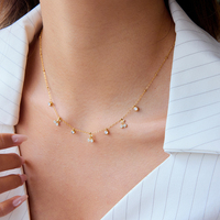 Collares Delicados de Acero Inoxidable en Oro de 18K para Mujer con Dijes de Cereza y Pedrería de Joyería Clásica J&D