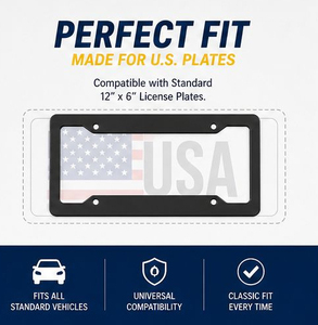 Porta <span class=keywords><strong>Targa</strong></span> Auto in Lega di Alluminio Nero con Bordo Largo Standard USA, 4 Fori Rotondi, Cornice per <span class=keywords><strong>Targa</strong></span> all'Ingrosso - Product Image 4