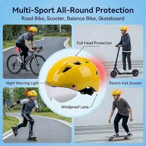 <span class=keywords><strong>Casque</strong></span> demi-coque à visière courte pour enfants avec lunettes détachables pour le cyclisme et le patinage en ligne, en matériau PCEPS, utilisation quatre saisons - Product Image 3