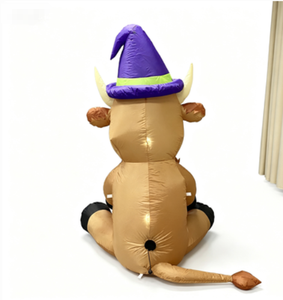 5FT <strong>Halloween</strong> Inflatable Yak with Witch <strong>Hat</strong> &amp; Pumpkin - Product Image 5