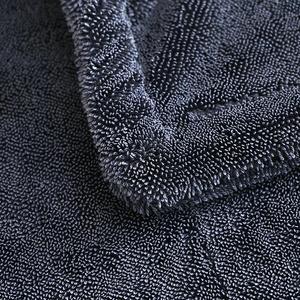 Chiffon de lavage de voiture en microfibre double face tressé avec fibres épaissies spéciales, logo personnalisé imprimé, vente en gros - Product Image 4