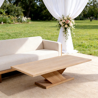 Table basse rectangulaire en bois massif américain, artisanale, avec pieds en bois en forme de V, pour événements et mariages